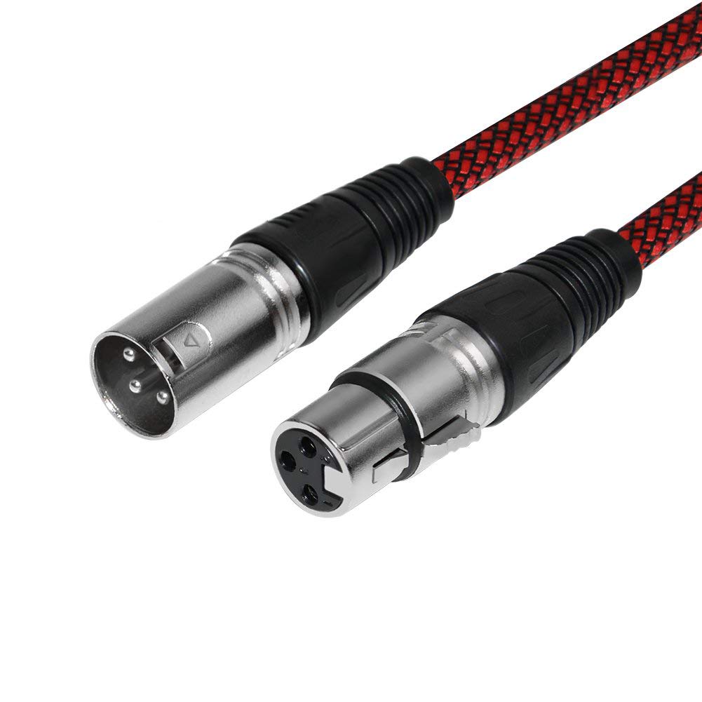 Furui 50ft XLR Cable Male to Female Nylon Braided Balanced Mic DMX Cable with Oxygen Free Copper Conductors