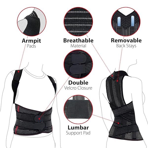 ORTONYX ORTONYX TLSO Full Back Support Brace Lightweight Breathable Pain Relief for Thoracic Kyphosis Herniated Disc Removable Pad ACHB5248-XL - View 7 of 8