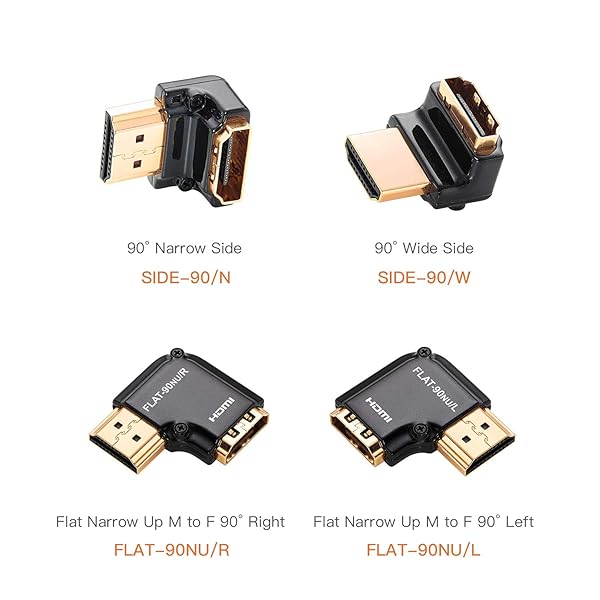 Zeskit Zeskit Zinc Alloy HDMI Right Angle Adapter with 24K Gold Plated Connectors for Optimal Performance - View 3 of 5