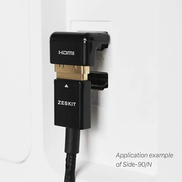 Zeskit Zeskit Zinc Alloy HDMI Right Angle Adapter with 24K Gold Plated Connectors for Optimal Performance - View 4 of 5