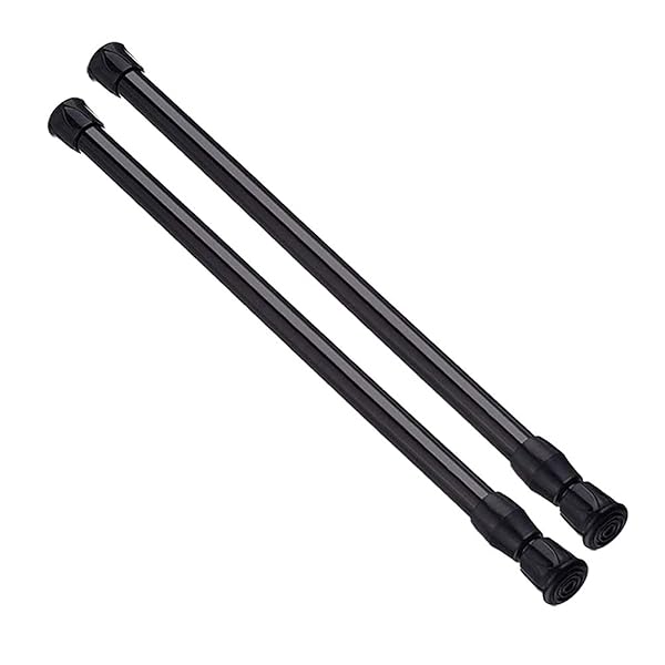 AIZESI "Buy AIZESI Short Spring Tension Curtain Rods (Black, 16"-28", 2 Pcs) - Perfect for Small Spaces!"