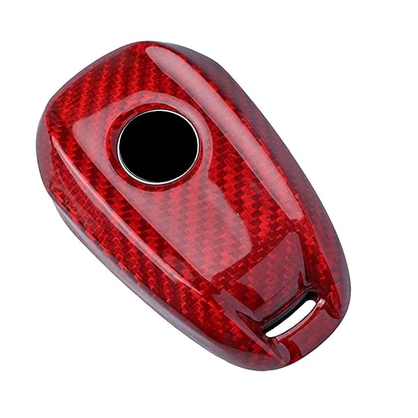 M.JVisun M.JVisun Carbon Fiber Key Fob Cover for 2017-2021 Alfa Romeo Giulia Stelvio 4C Spider Smart Remote Key Red Case for Men and Women - View 7 of 8