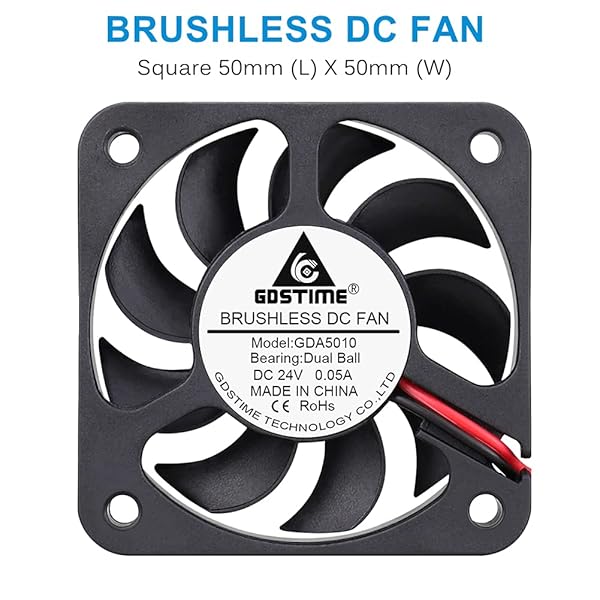 GDSTIME GDSTIME 50mm x 50mm x 12mm 24v Dual Ball Bearing Brushless Cooling Fan for Efficient Cooling Solutions - View 5 of 9