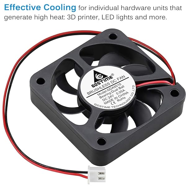 GDSTIME GDSTIME 50mm x 50mm x 12mm 24v Dual Ball Bearing Brushless Cooling Fan for Efficient Cooling Solutions - View 9 of 9