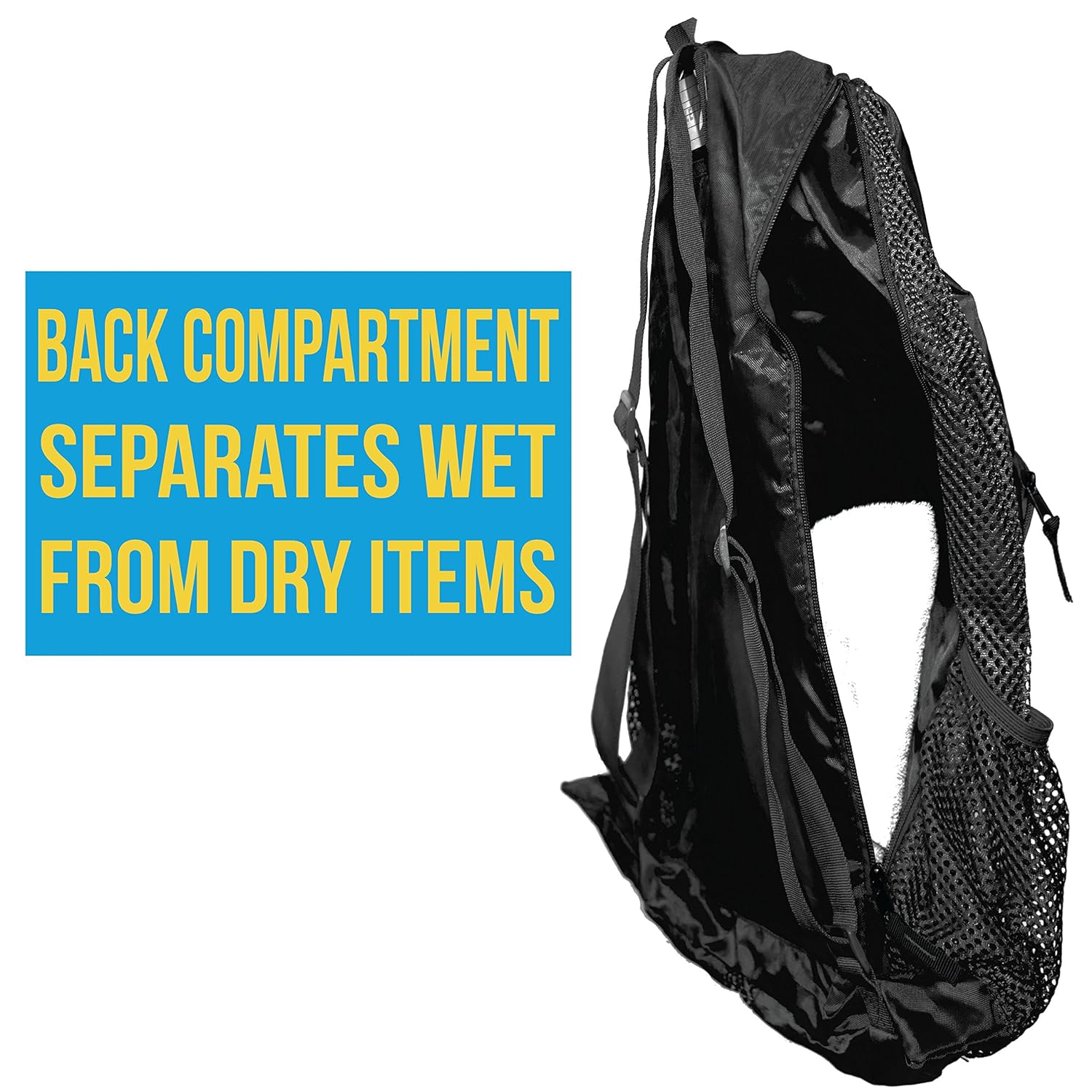 Athletico Athletico Mesh Swim Bag with Wet and Dry Compartments Ideal for Swimming Beach Camping and More Black - View 5 of 9