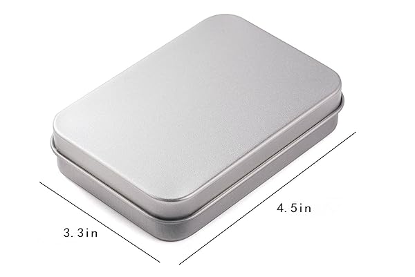 AKOAK AKOAK 2 Pack Rectangular Empty Hinged Tin Box Containers for Home and Outdoor Storage 4.5 x 3.3 x 0.86 Inch - View 6 of 6