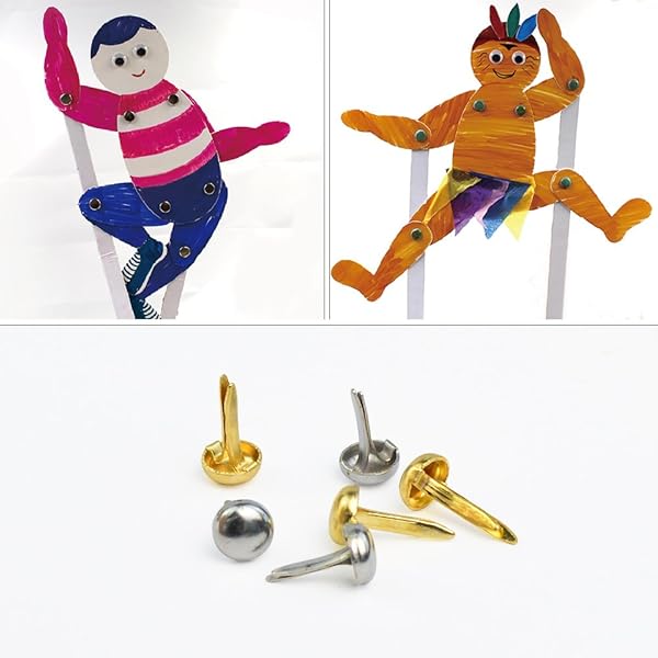 baotongle 500 PCS Brass Plated Paper Fasteners for Crafts - Gold & Silver Brads with Storage Bag | Baotongle DIY Scrapbooking Supplies - View 3 of 7