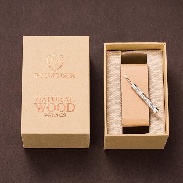 MUJUZE MUJUZE Men's Olive Wood Watch Handmade Lightweight Adjustable Band Luminous Pointer Perfect Gift for Men Adults Boys Son - View 8 of 8