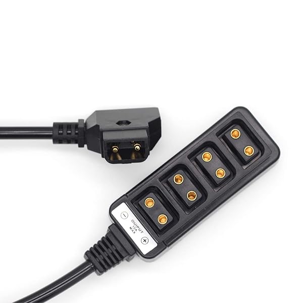 SZJELEN SZJELEN D-tap 4-Port Female P-tap Splitter Coiled Adapter Cable for Photography Power and Anton Bauer V-Mount Battery - View 3 of 5