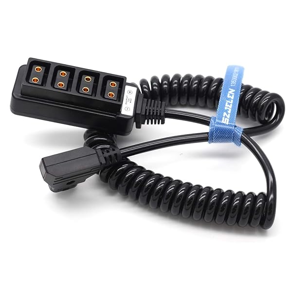 SZJELEN SZJELEN D-tap 4-Port Female P-tap Splitter Coiled Adapter Cable for Photography Power and Anton Bauer V-Mount Battery - View 4 of 5