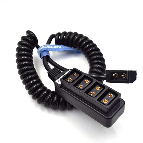 SZJELEN SZJELEN D-tap 4-Port Female P-tap Splitter Coiled Adapter Cable for Photography Power and Anton Bauer V-Mount Battery - View 5 of 5