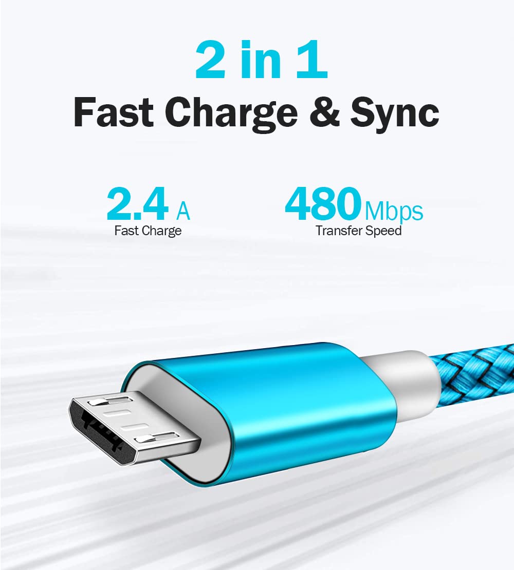 2 Pack 3.5ft Micro USB Cable Fast Charger for Samsung Galaxy Note Tab Kindle Fire HD and More - View 4 of 7