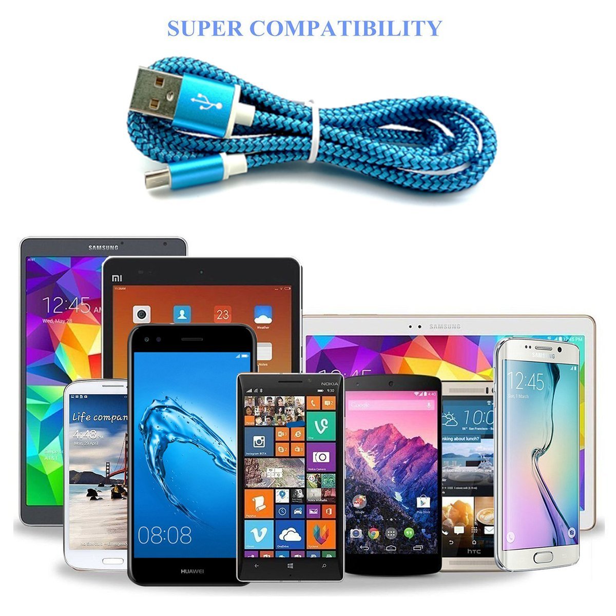 2 Pack 3.5ft Micro USB Cable Fast Charger for Samsung Galaxy Note Tab Kindle Fire HD and More - View 6 of 7