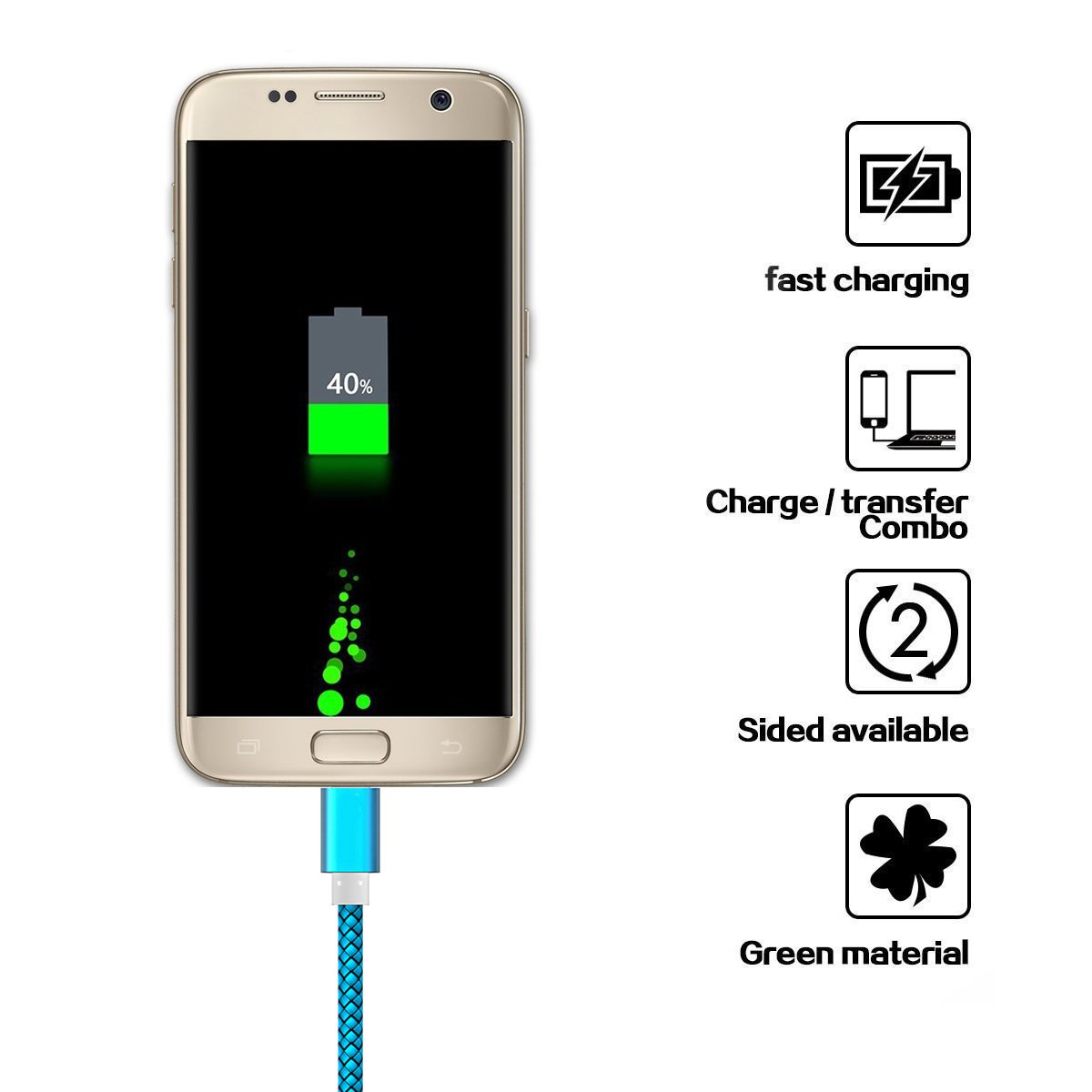 2 Pack 3.5ft Micro USB Cable Fast Charger for Samsung Galaxy Note Tab Kindle Fire HD and More - View 7 of 7