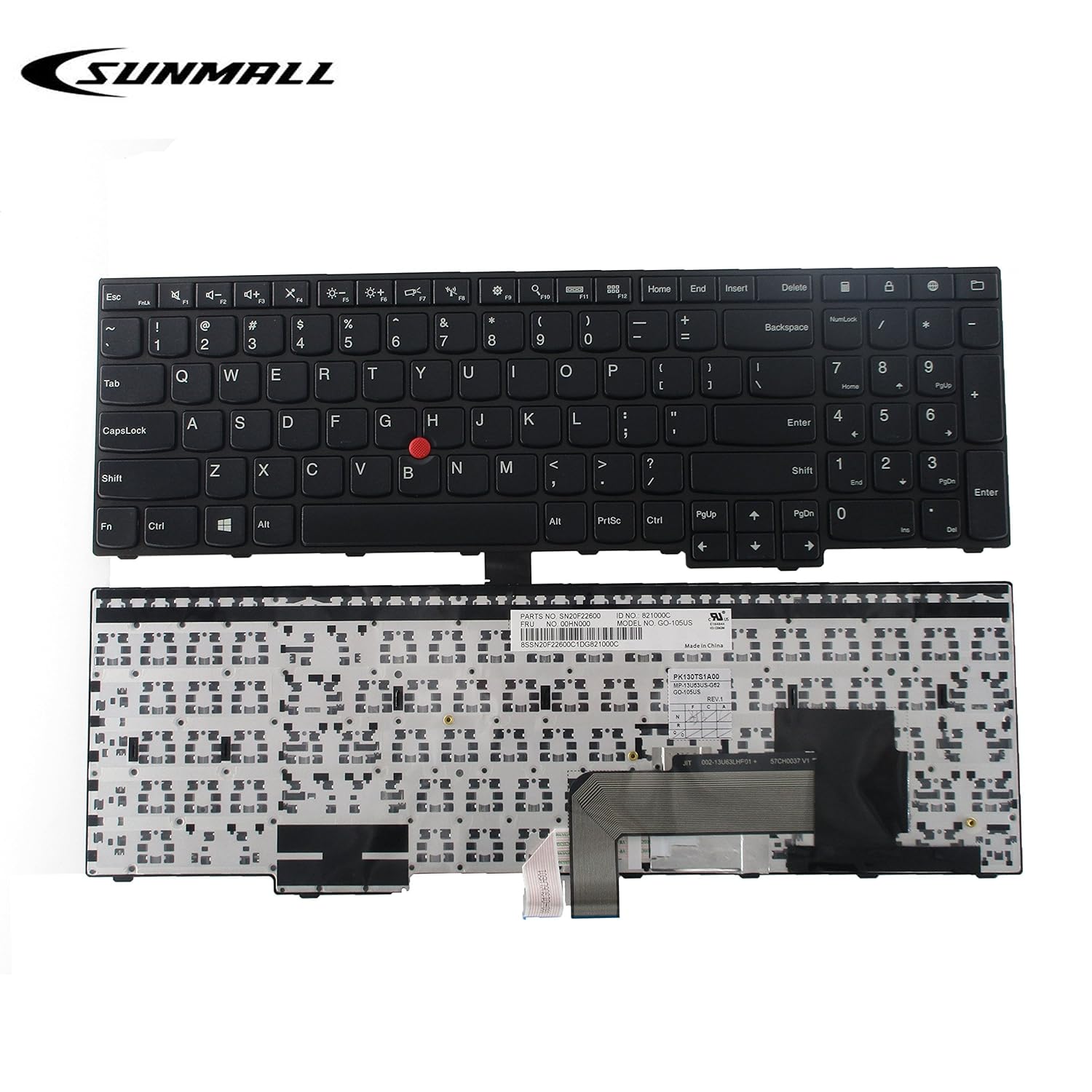 SUNMALL SUNMALL Laptop Keyboard Replacement Frame for Lenovo Thinkpad E550 E550C E555 E560 E565 US Layout Black - View 2 of 5