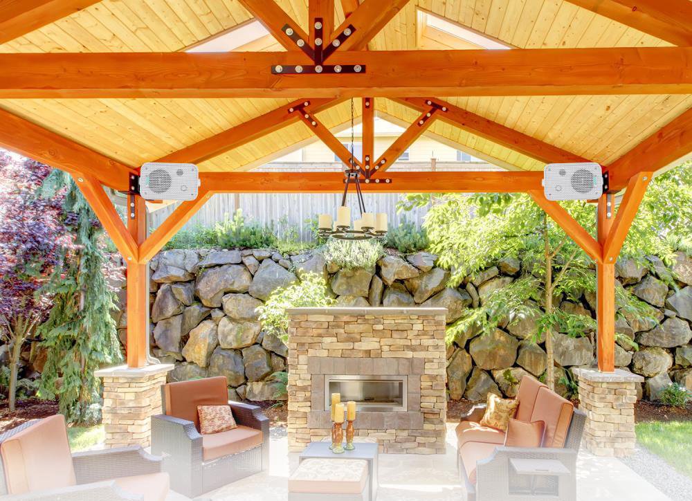 Pyle 2Pc Outdoor Weatherproof Speaker System 3.5 Inch Dual Waterproof Wall or Ceiling Mounted Speakers for Pool Patio Indoor Use White - View 3 of 5