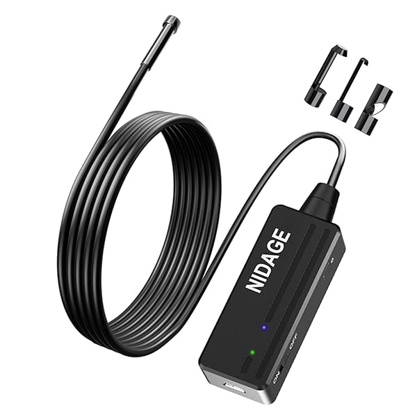 NIDAGE NIDAGE Wireless Endoscope for Automotive Inspection Flexible Waterproof 5.5MM WiFi Borescope Camera for Android and iOS Smartphones 4.92FT