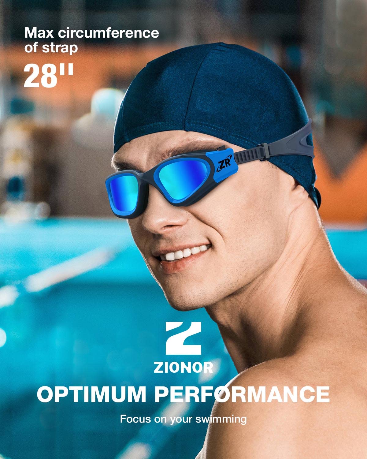 ZIONOR Swim Goggles G1 Polarized with UV Protection Anti-fog Adjustable Strap for Men Women Indoor Outdoor Swimming - View 7 of 9