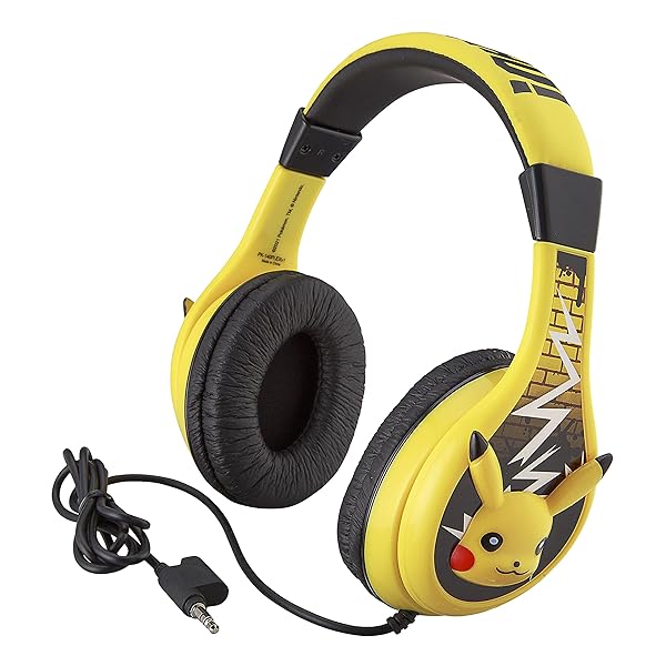 eKids Pokemon Pikachu Kids Headphones: Adjustable, Stereo Sound, Volume Control & Tangle-Free Design for School & Travel - View 3 of 8