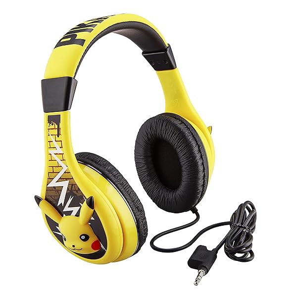 eKids Pokemon Pikachu Kids Headphones: Adjustable, Stereo Sound, Volume Control & Tangle-Free Design for School & Travel - View 2 of 8