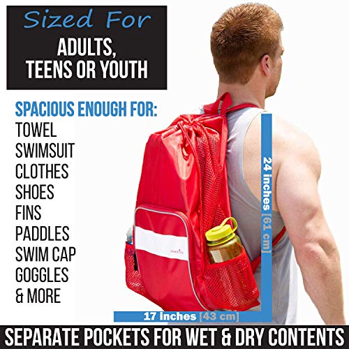 Athletico Athletico Mesh Swim Bag with Wet and Dry Compartments Ideal for Swimming Beach Camping and More Blue - View 2 of 7