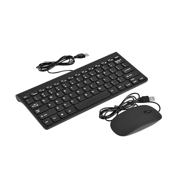 Richer-R Richer-R Mini Wired Keyboard and Mouse Set Compact Lightweight Ultra Thin USB Combo for PC Laptop Black - View 2 of 10