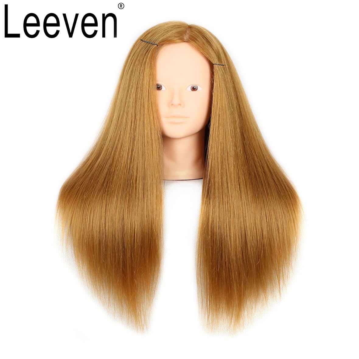 Leeven 20 Inch Human Hair Mannequin Head for Cosmetology and Hairdressing Training Makeup Practice 27# - View 3 of 8