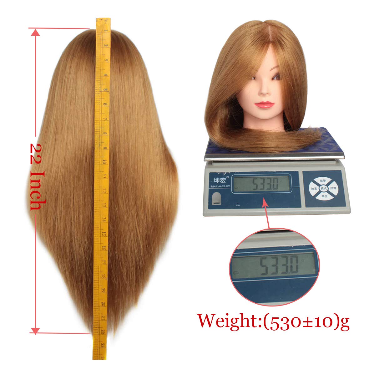Leeven 20 Inch Human Hair Mannequin Head for Cosmetology and Hairdressing Training Makeup Practice 27# - View 4 of 8