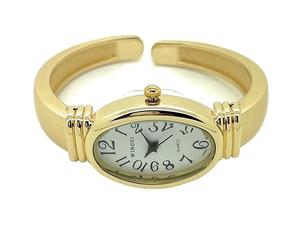 Wincci Ladies Oval Case Metal Bangle Cuff Fashion Watch with Pearl Dial by Wincci in Gold - View 3 of 4