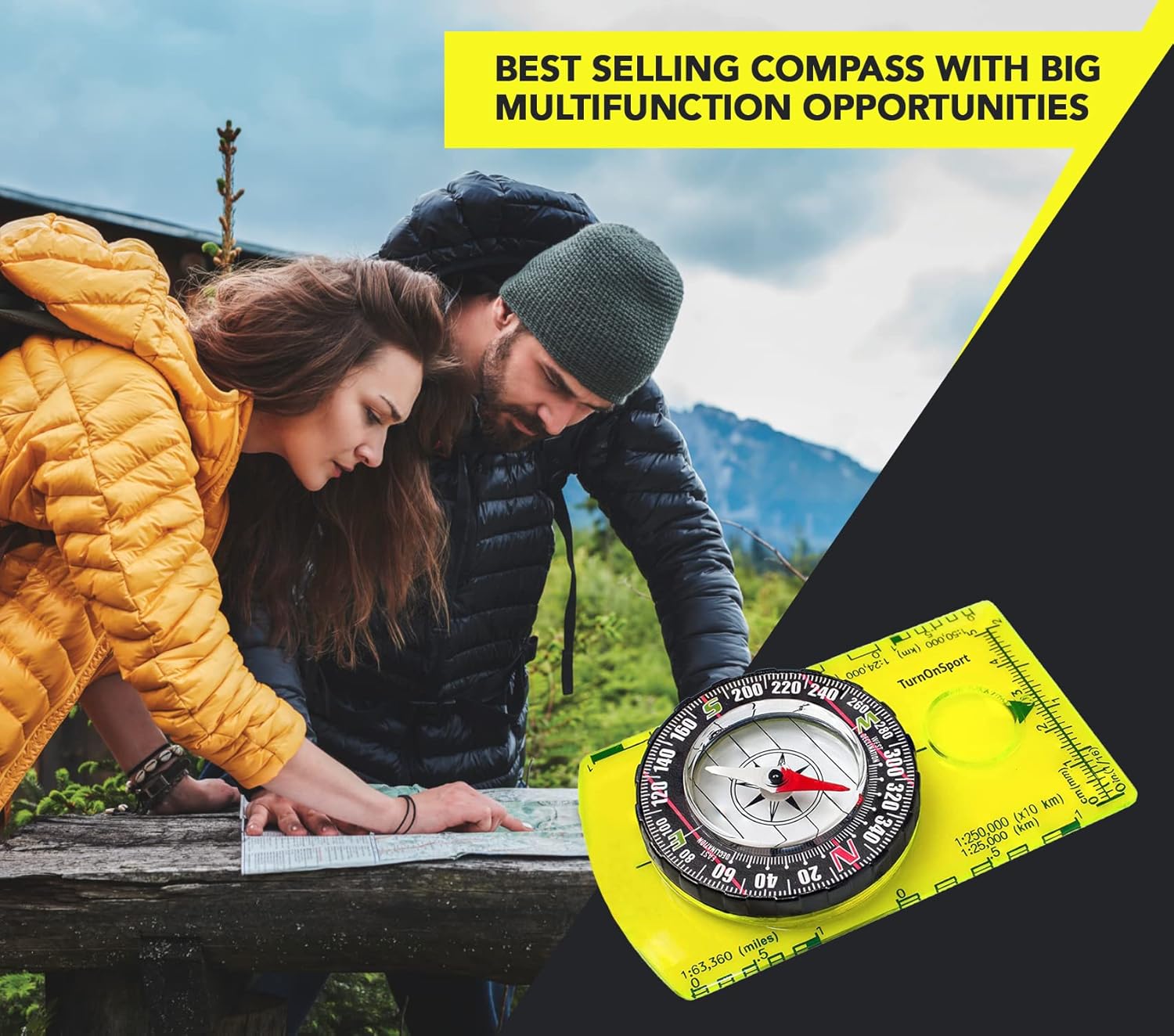 TurnOnSport Orienteering Compass for Hiking and Camping Advanced Scout Compass for Kids Professional Field Compass for Navigation Best Survival Gifts - View 6 of 9