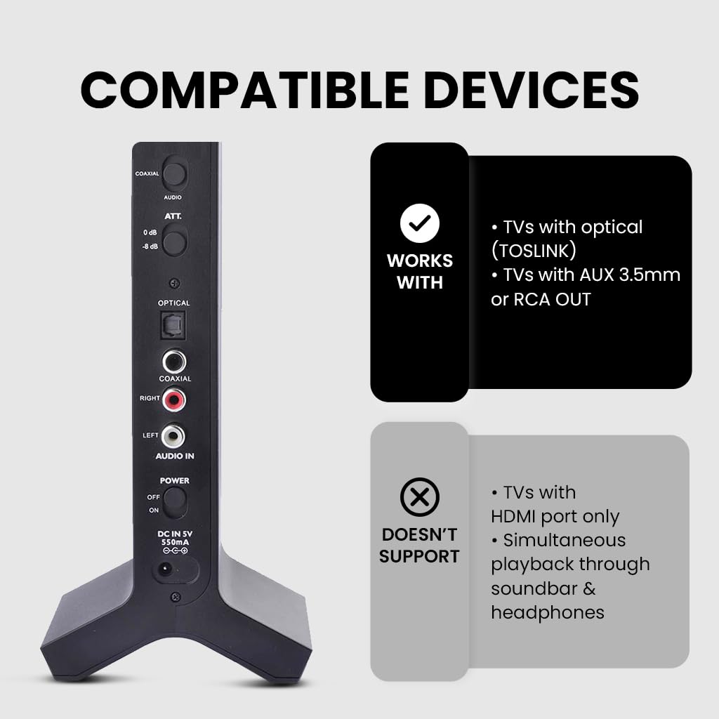 Avantree Avantree HT280 Wireless Headphones for TV with 2.4G Transmitter Charging Dock High Volume Ideal for Seniors 100ft Range No Audio Delay - View 3 of 7