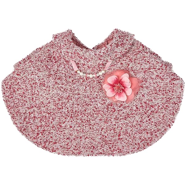 Blueberry Pet Blueberry Pet Marled Cerise Red All Weather Handmade Knit Dog Poncho Cape with Detachable Necklace for Dogs Back Length 10 Inches - View 3 of 7