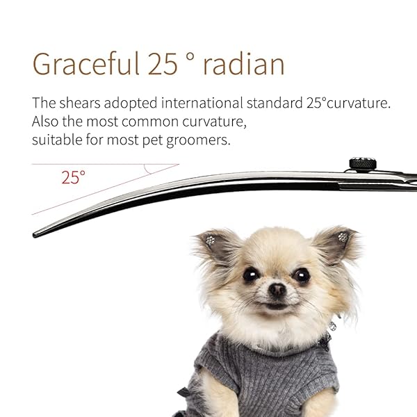 FENICE PEAK Fenice 7.5 Inch Professional Dog Grooming Scissors Japanese Stainless Steel Curved Shears Black - View 2 of 5