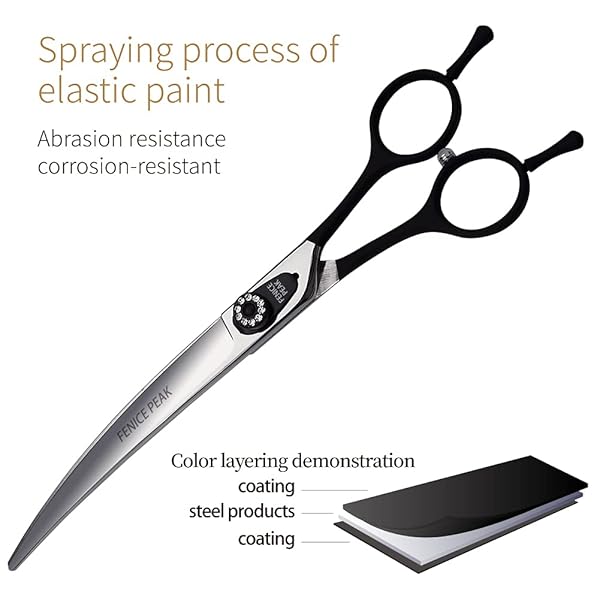 FENICE PEAK Fenice 7.5 Inch Professional Dog Grooming Scissors Japanese Stainless Steel Curved Shears Black - View 5 of 5