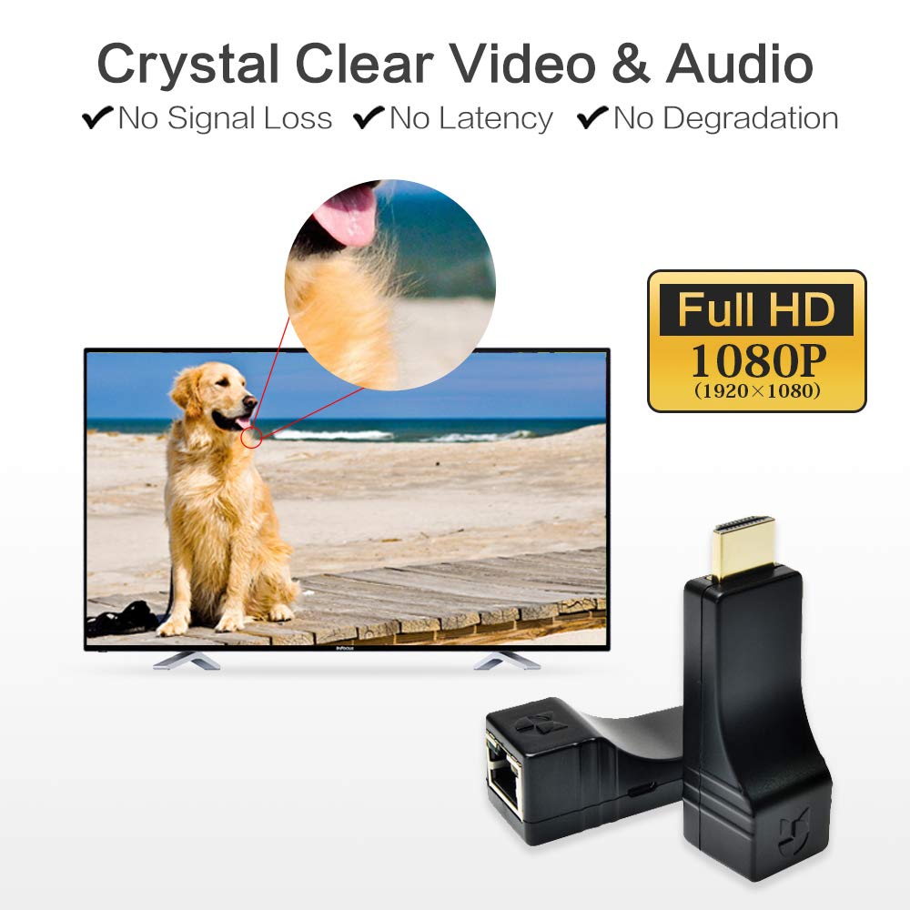 DDMALL DDMALL Mini HDMI Extender 1080p 60Hz Up to 330ft Over Single CAT5e CAT6 Plug and Play No Latency HDMI Transmitter Receiver HE-20 - View 4 of 8