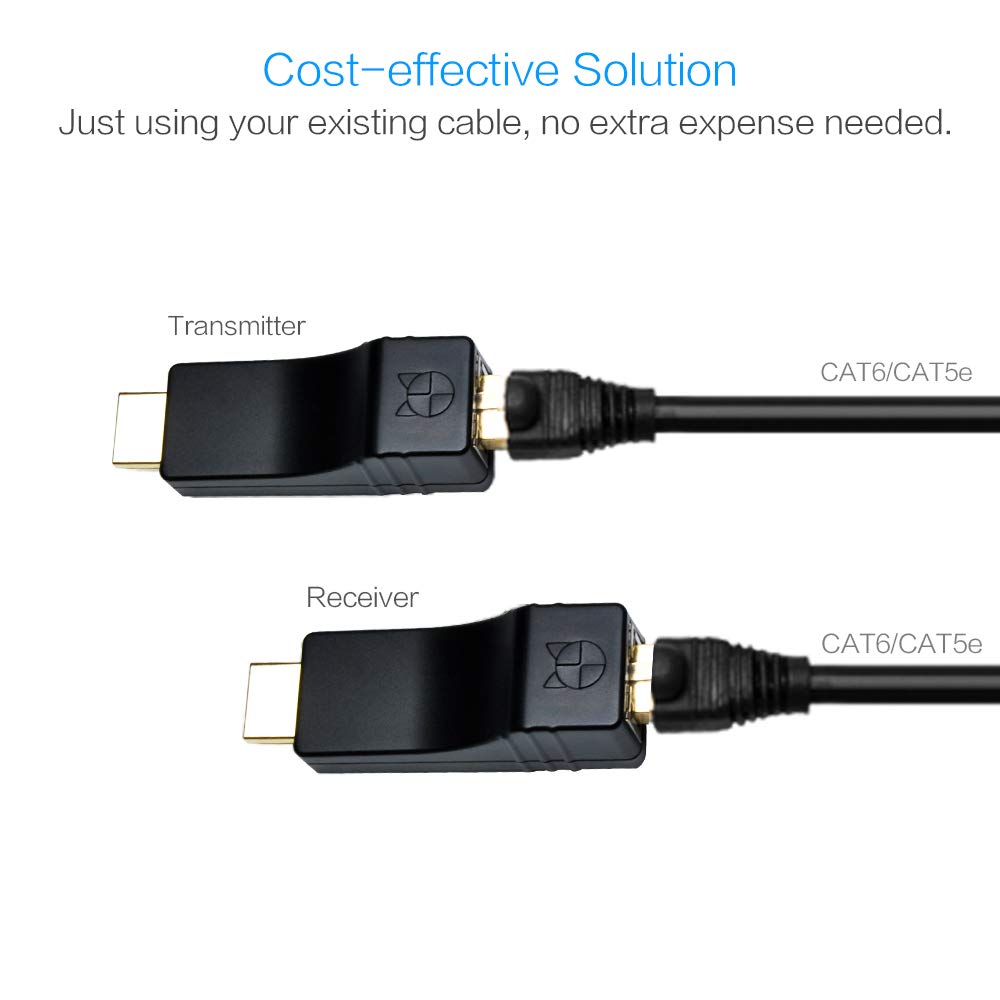 DDMALL DDMALL Mini HDMI Extender 1080p 60Hz Up to 330ft Over Single CAT5e CAT6 Plug and Play No Latency HDMI Transmitter Receiver HE-20 - View 7 of 8