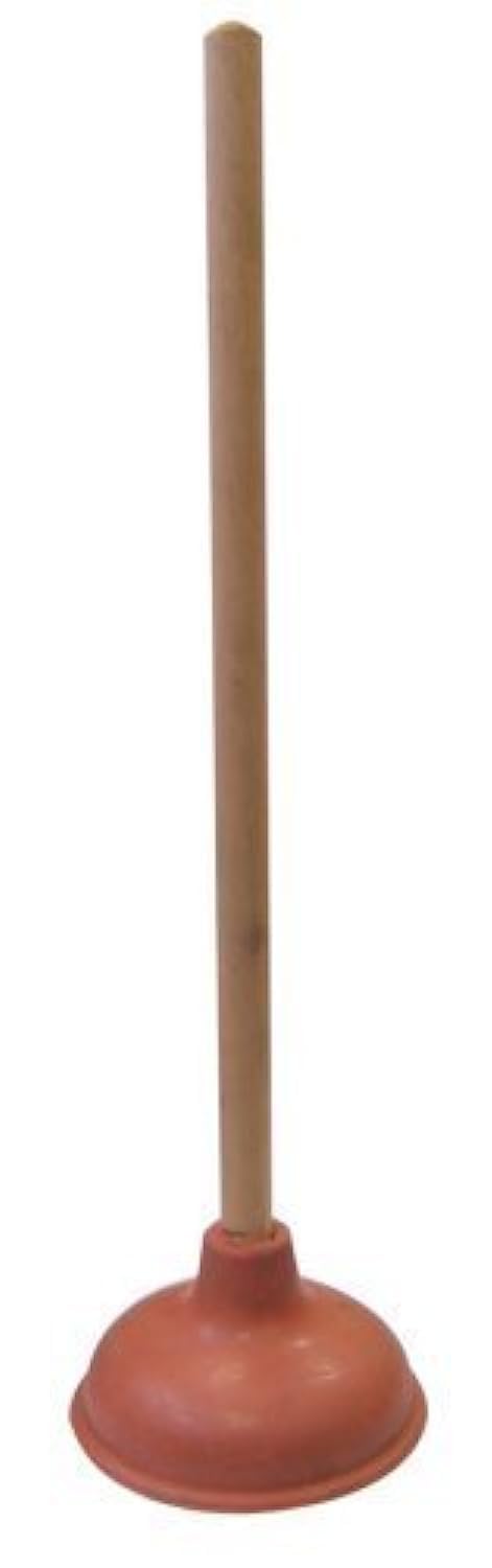 Supply Guru PWWDADA Heavy Duty Rubber Toilet Plunger with Long Wooden Handle for Clogged Toilets and Drains 18 Inch Original Version