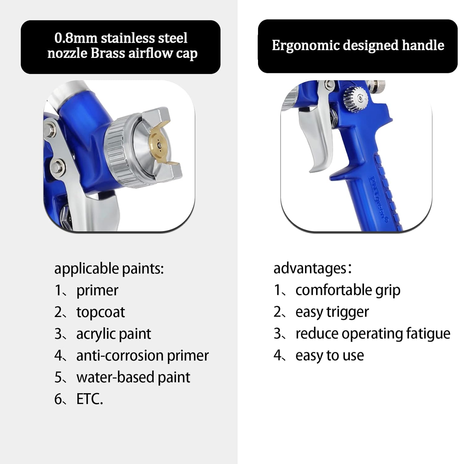 PNTGREEN PNTGREEN HVLP Mini Spray Gun Air Paint Sprayer 0.8 mm Nozzle 125 cc Capacity Ideal for House Automotive and Furniture Painting - View 4 of 7