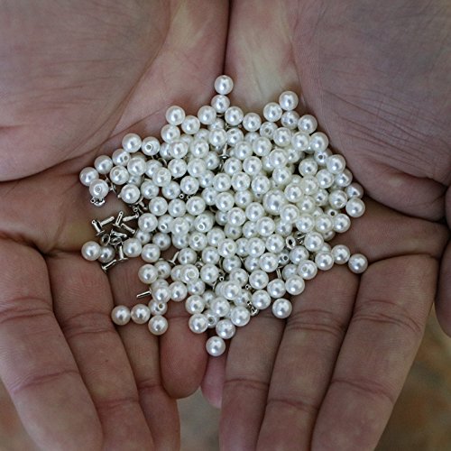 AKOAK AKOAK 100 Set Pearl Rivet Half Hole Faux Pearls for DIY Accessories Hat Shoe Clothes Bag Skirt Bridal Veil 8.0mm - View 3 of 8