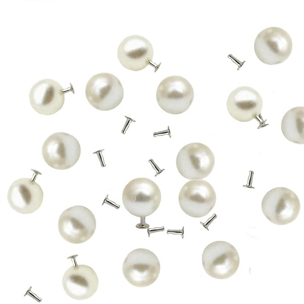 AKOAK AKOAK 100 Set Pearl Rivet Half Hole Faux Pearls for DIY Accessories Hat Shoe Clothes Bag Skirt Bridal Veil 8.0mm