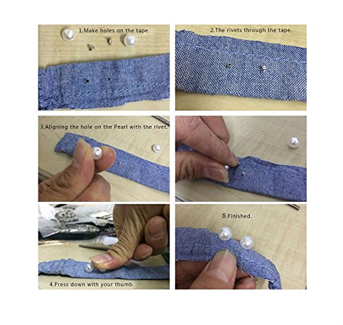 AKOAK AKOAK 100 Set Pearl Rivet Half Hole Faux Pearls for DIY Accessories Hat Shoe Clothes Bag Skirt Bridal Veil 6.0mm - View 7 of 8