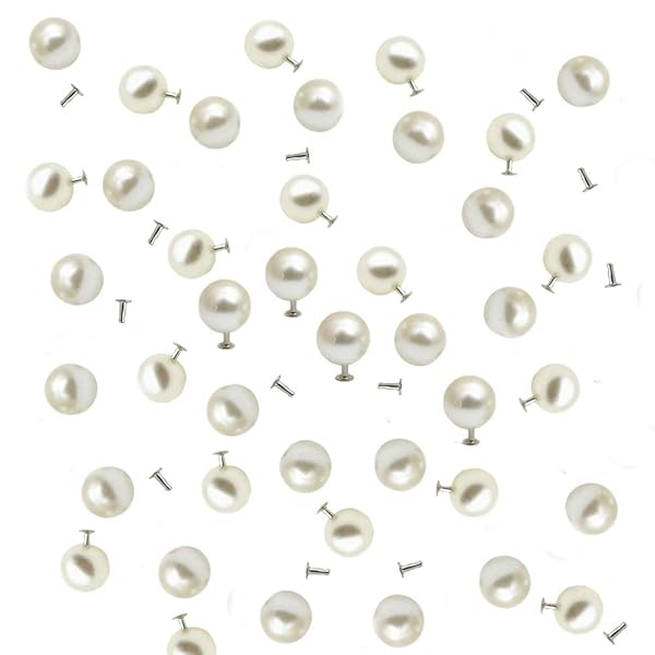 AKOAK AKOAK 100 Set Pearl Rivet Half Hole Faux Pearls for DIY Accessories Hat Shoe Clothes Bag Skirt Bridal Veil 6.0mm