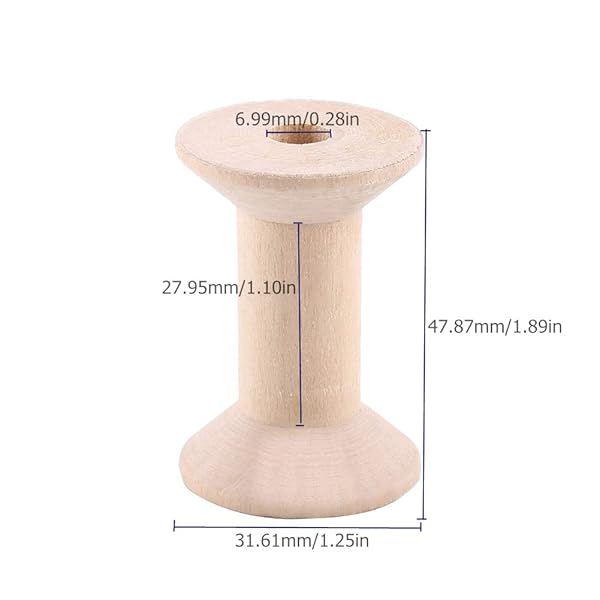 Hilitand 10pcs Wooden Thread Spools - Natural Weaving Bobbins 47mm x 31mm for Crafting & DIY Projects - View 3 of 10
