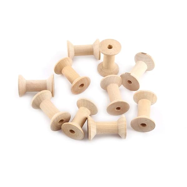 Hilitand 10pcs Wooden Thread Spools - Natural Weaving Bobbins 47mm x 31mm for Crafting & DIY Projects - View 10 of 10