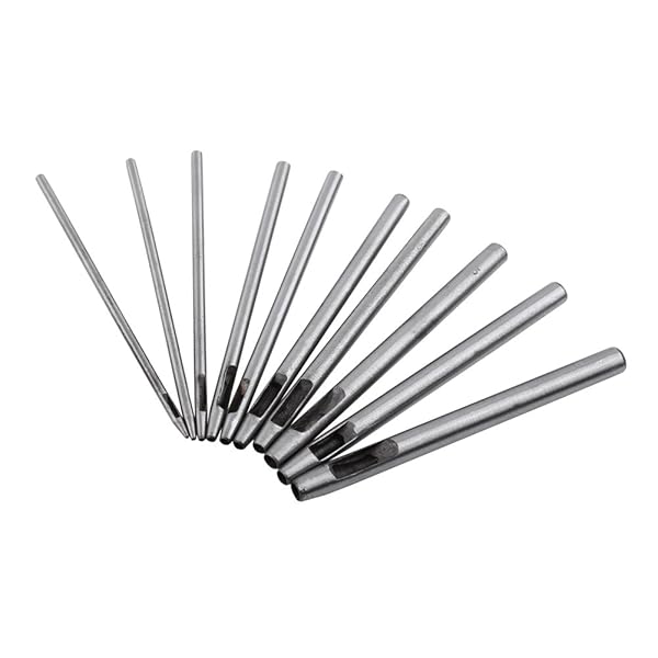 Hilitand 10Pcs Leather Hollow Punch Set - Precision Hole Punches for Leather, Rubber & Crafts (0.5-5mm)