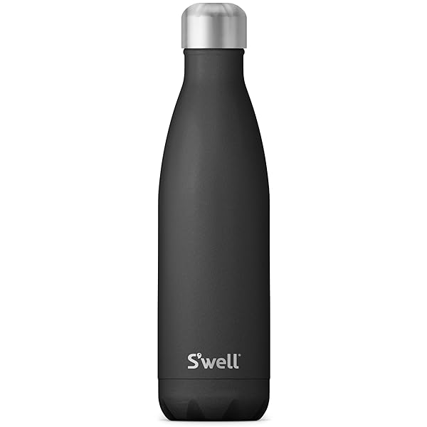 S'well Swell Stainless Steel Water Bottle 17oz Onyx Triple Layer Vacuum Insulated Keeps Drinks Cold for 36 Hours Hot for 18 BPA Free Ideal for Travel