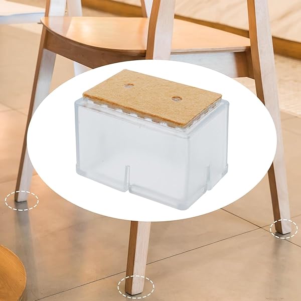 Antrader Silicon Rectangle Furniture Pads Non-Slip Chair Feet and Table Leg Caps with Felt Pads Clear 16pcs for Floor Protection - View 3 of 4