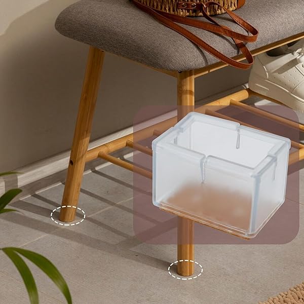 Antrader Silicon Rectangle Furniture Pads Non-Slip Chair Feet and Table Leg Caps with Felt Pads Clear 16pcs for Floor Protection - View 4 of 4