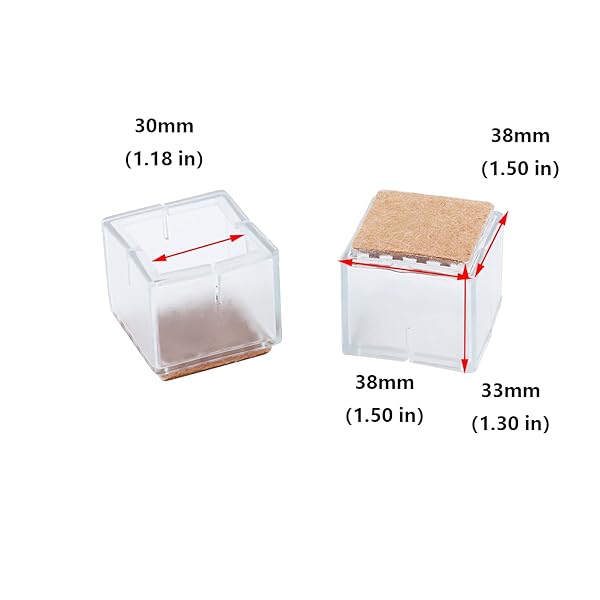 Antrader Antrader Rubber Furniture Pads Square Shape Non-Slip Floor Protector for Chairs and Sofas 16pcs Transparent 1 1/4 Inch to 1 3/8 Inch - View 2 of 5