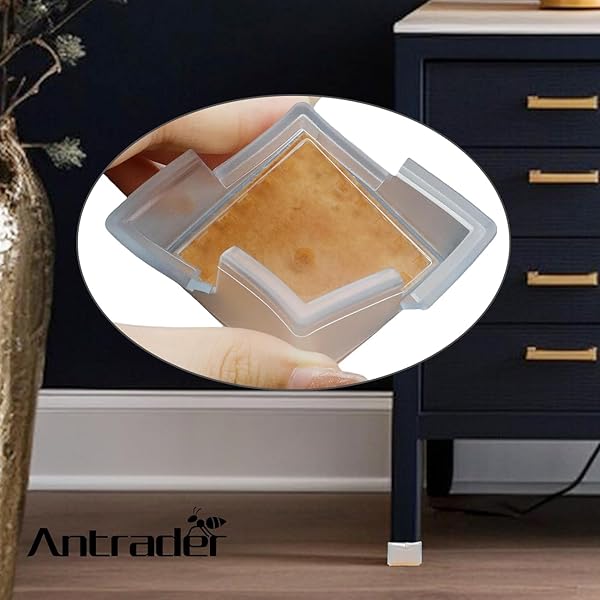 Antrader Antrader Rubber Furniture Pads Square Shape Non-Slip Floor Protector for Chairs and Sofas 16pcs Transparent 1 1/4 Inch to 1 3/8 Inch - View 3 of 5